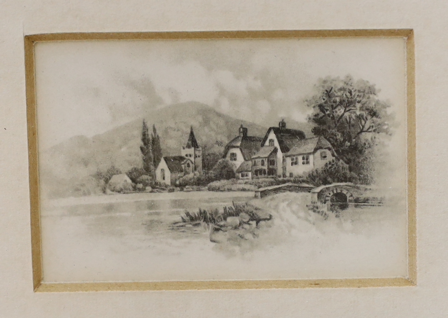 William Tatton Winter (1855-1928), drypoint etching, 'The Picnic', signed in pencil, 44 x 44cm, two etching by Stewart Robertson and three other pictures